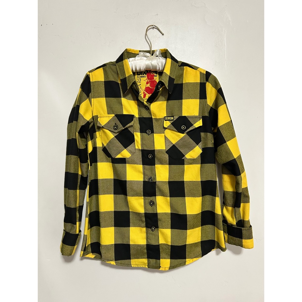 DIXXON Flannel Ruckus Yellow Black Buffalo Plaid Long Sleeve Shirt Women's Small